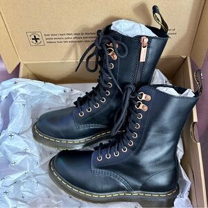 Dr Martens 1490 Rose Gold Hardware Leather Combat Boots Women's Us 7 Doc Martens